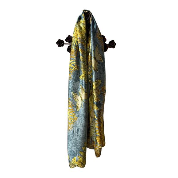 Elegant Beautiful Multi-Color Blue & Yellow Scarf - Size: 32x68 - Picture 6 of 7